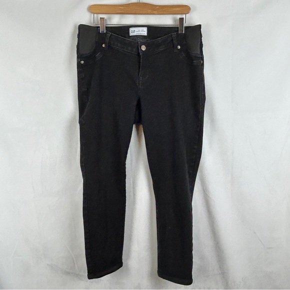 GAP Maternity Vintage Slim Black Jeans Side Inset Panel Size 12/31 reg‎ - Picture 2 of 8